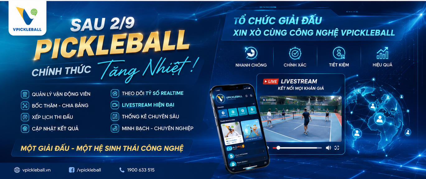 Sau 2/9, Pickleball tăng nhiệt cùng công nghệ tổ chức giải VPickleball